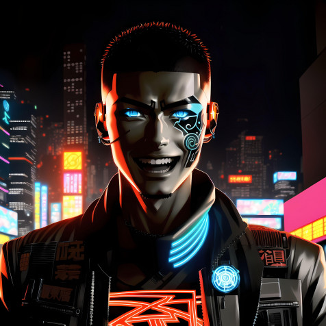 Cyberpunk Boy Wallpaper for Mobile 3840x3840px