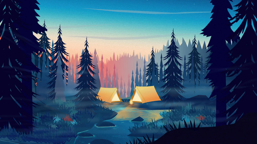 Laid Back Camp Full HD 1080p Wallpaper 1920x1080px