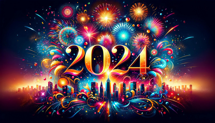 Happy New Year 2024 MacBook Wallpaper 3584x2048px