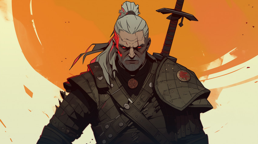 Cartoon The Witcher Desktop Background 1920x1076px