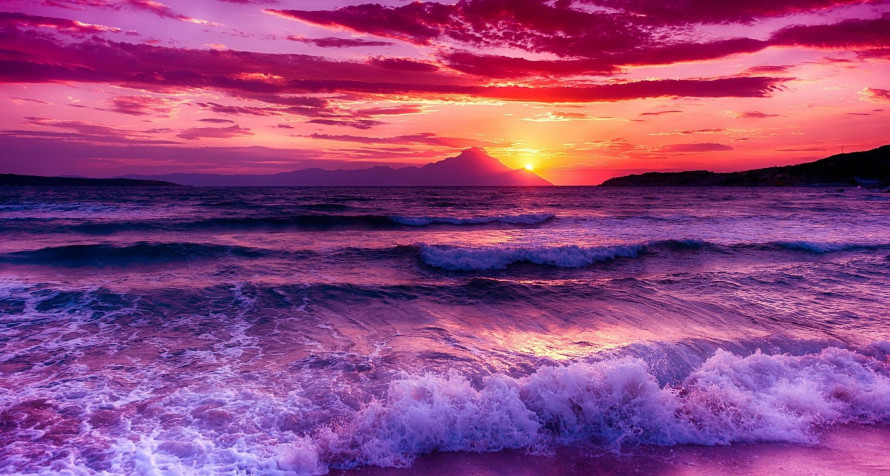 Ocean Sunset Laptop Background 2046x1095px