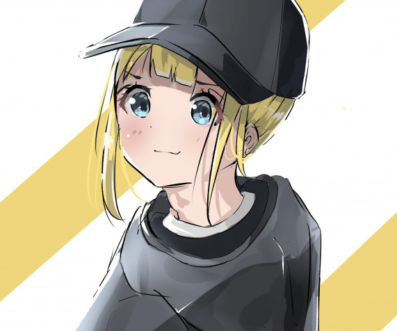 Anime Girl With Cap Desktop Wallpaper 2109x1758px