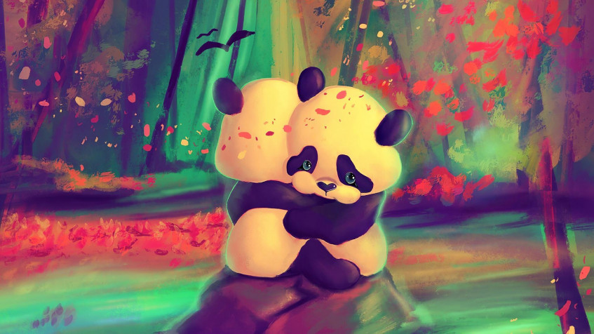 Panda Mask Full HD 1080p Wallpaper 1920x1080px