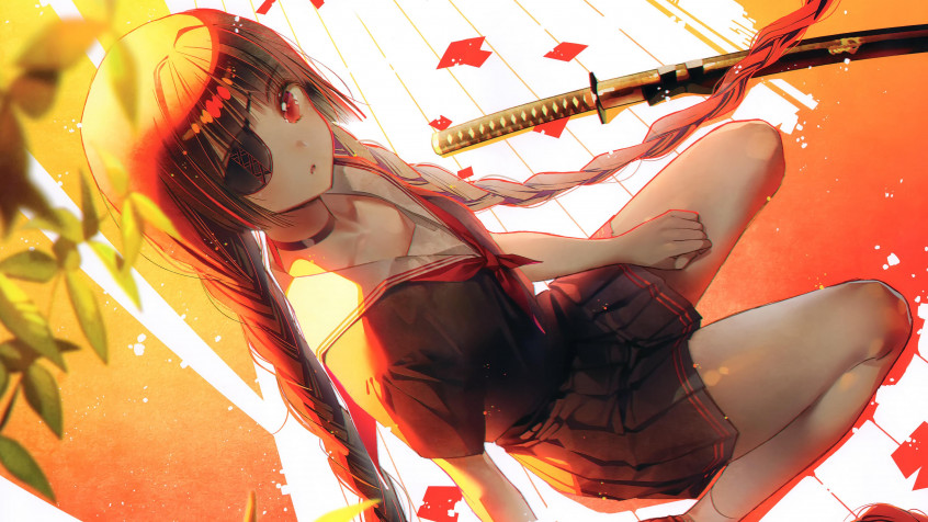 Anime Girl Katana 4k UHD Wallpaper 3840x2160px