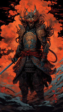 Samurai Warrior Phone Background 816x1456px