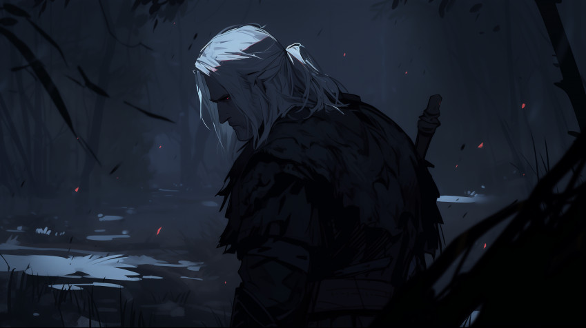 Cartoon The Witcher Desktop Background 2912x1632px