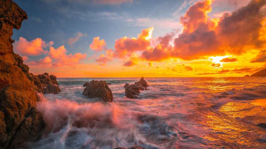 Ocean Sunset Full HD 1080p Wallpaper 1920x1080px