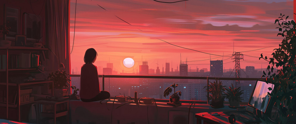 Lofi UltraWide QHD Wallpaper 3440x1440px