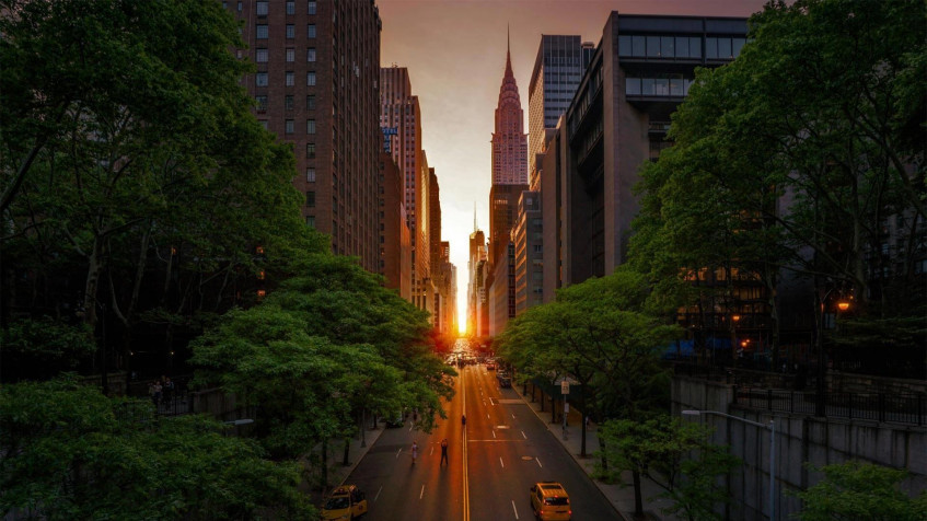 Manhattanhenge Full HD 1080p Wallpaper 1920x1080px