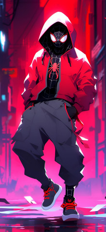 Miles Morales Phone HD Background 1463x3171px