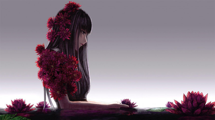 Alone Anime Girl Pc MacBook Wallpaper 1600x900px