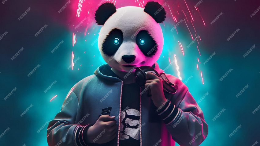 Panda Mask Laptop Wallpaper 2000x1121px