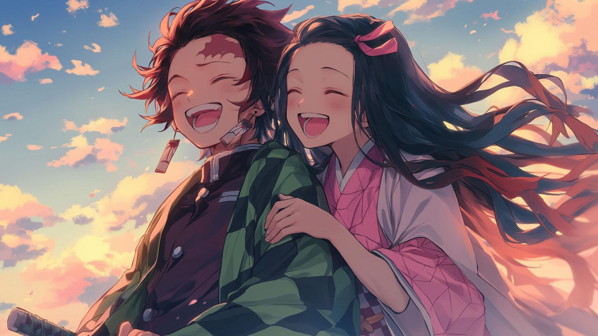 Tanjiro And Nezuko Background Image 1536x864px