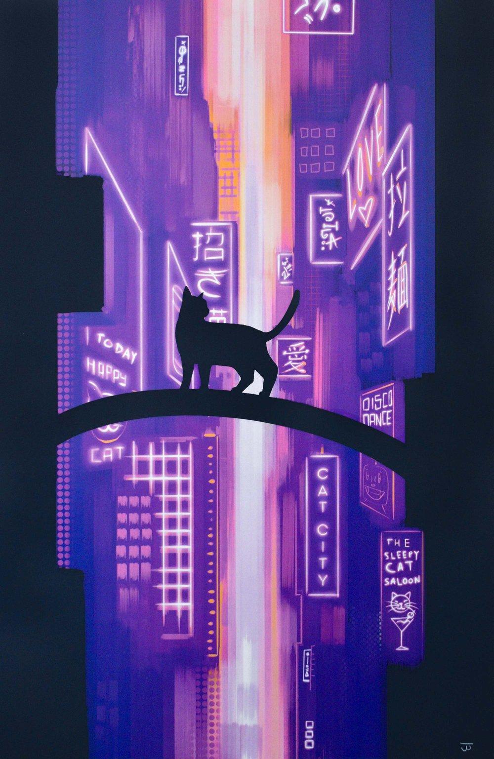 Neon Cat Wallpaper for Mobile 1000x1538