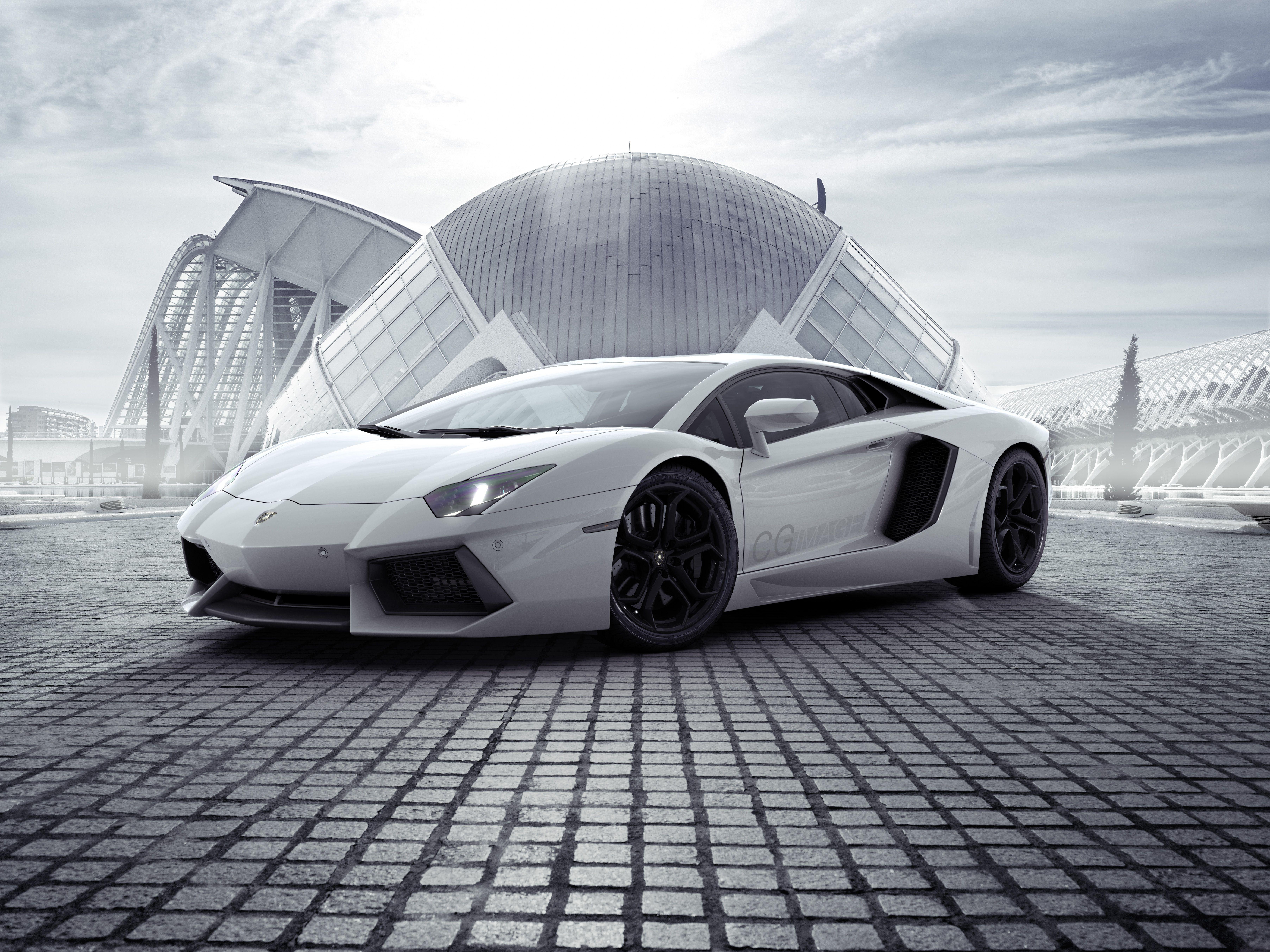 White Lamborghini Laptop Background 7216x5412