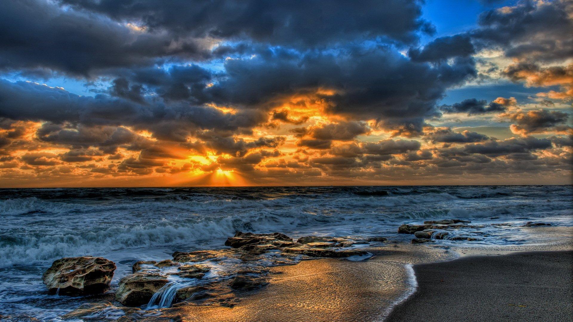 Ocean Sunset Full HD 1080p Wallpaper 1920x1080