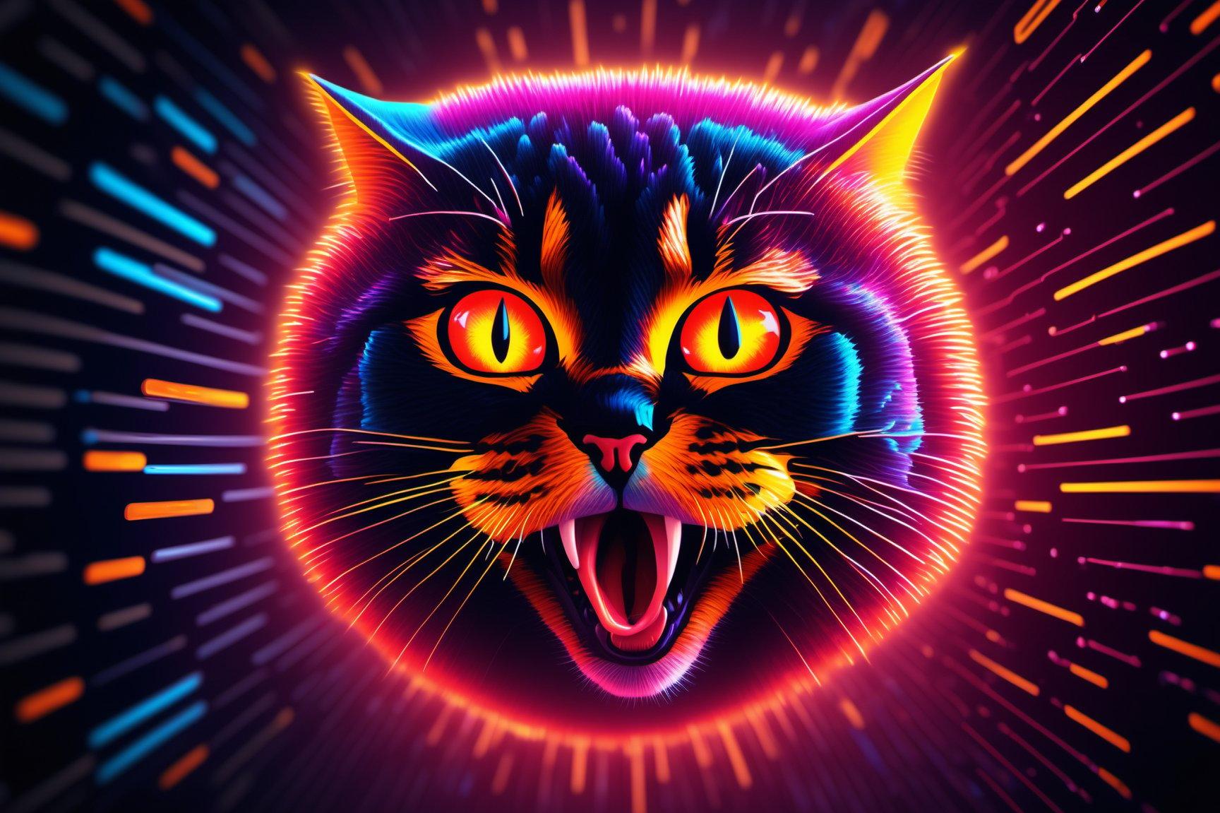 Neon Cat Laptop Background 1728x1152