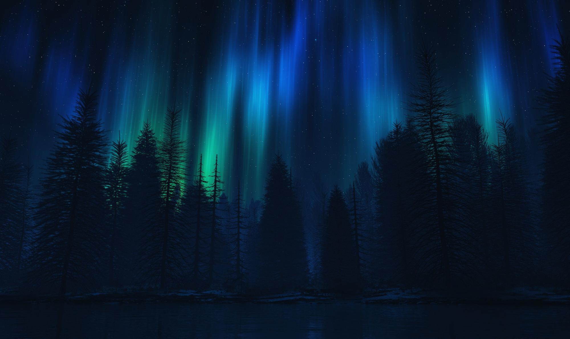 Aurora Northern Lights Laptop Background 2000x1190