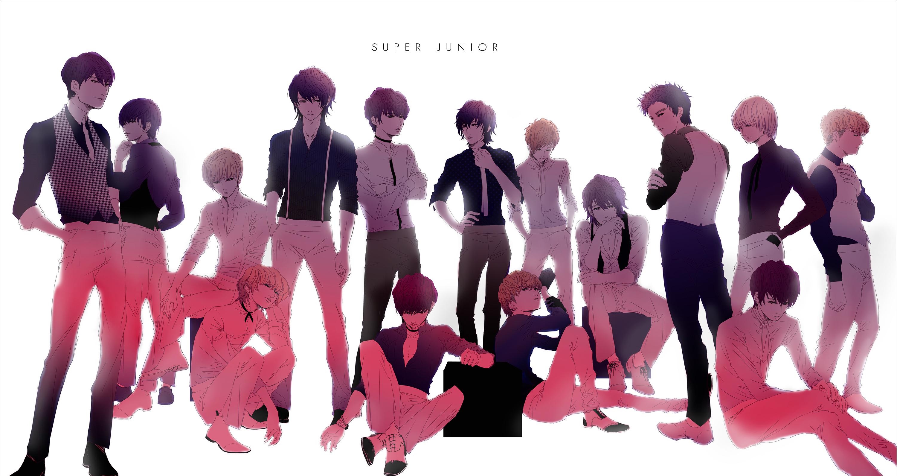 Super Junior Members Laptop Background 3000x1592