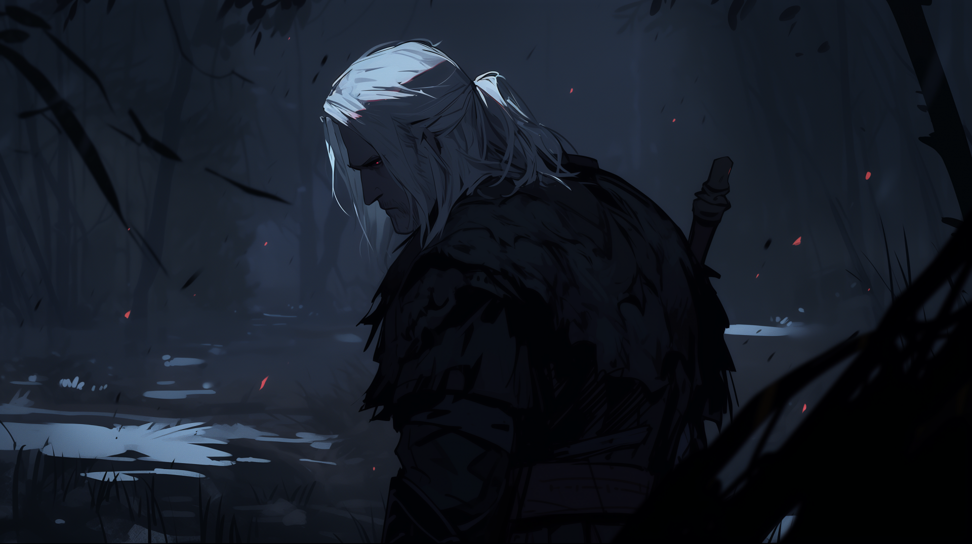 Cartoon The Witcher MacBook Wallpaper 1920x1076