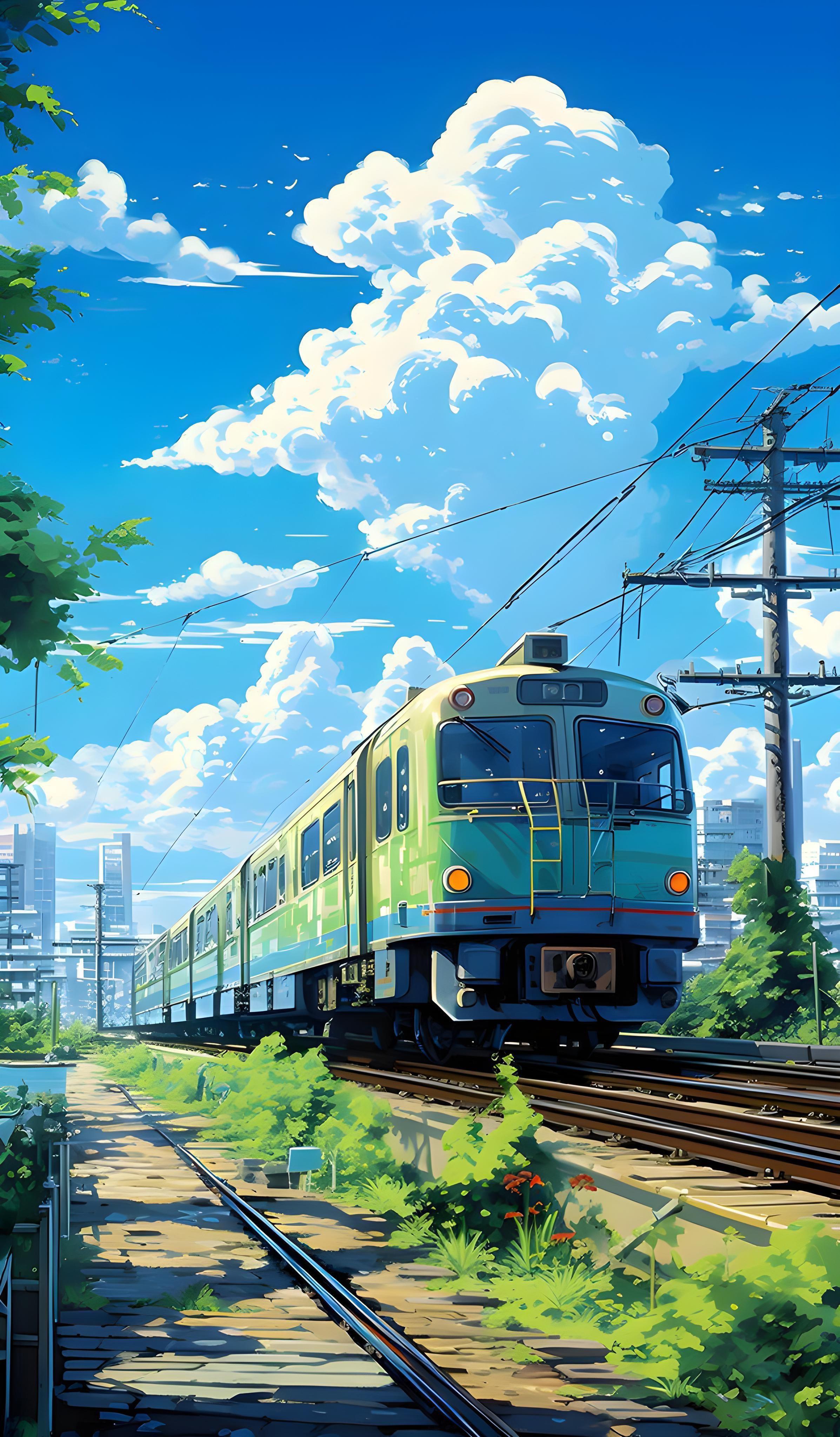 Anime Train iPhone Background 2394x4096