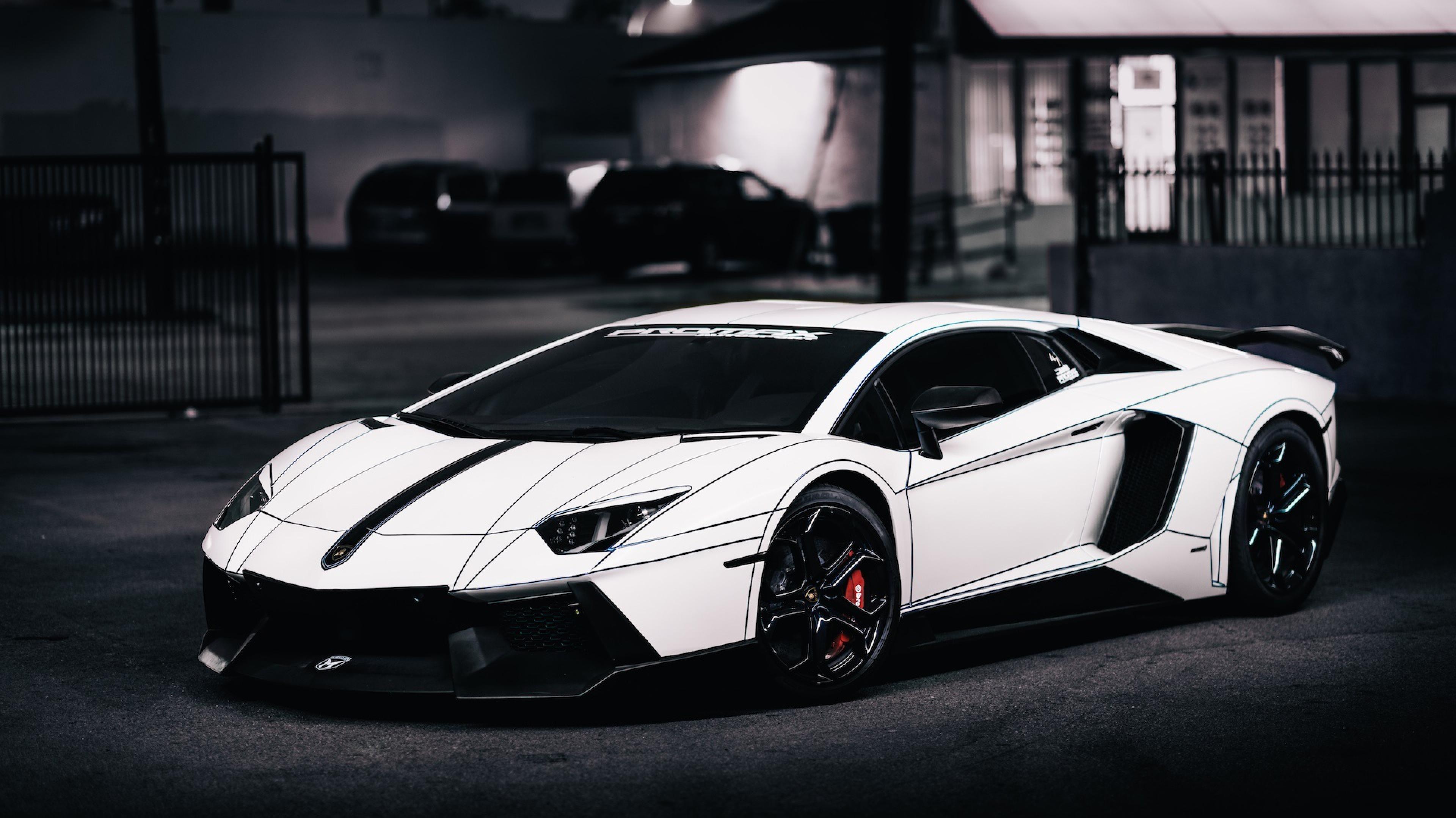 White Lamborghini 4k UHD Wallpaper 3840x2160