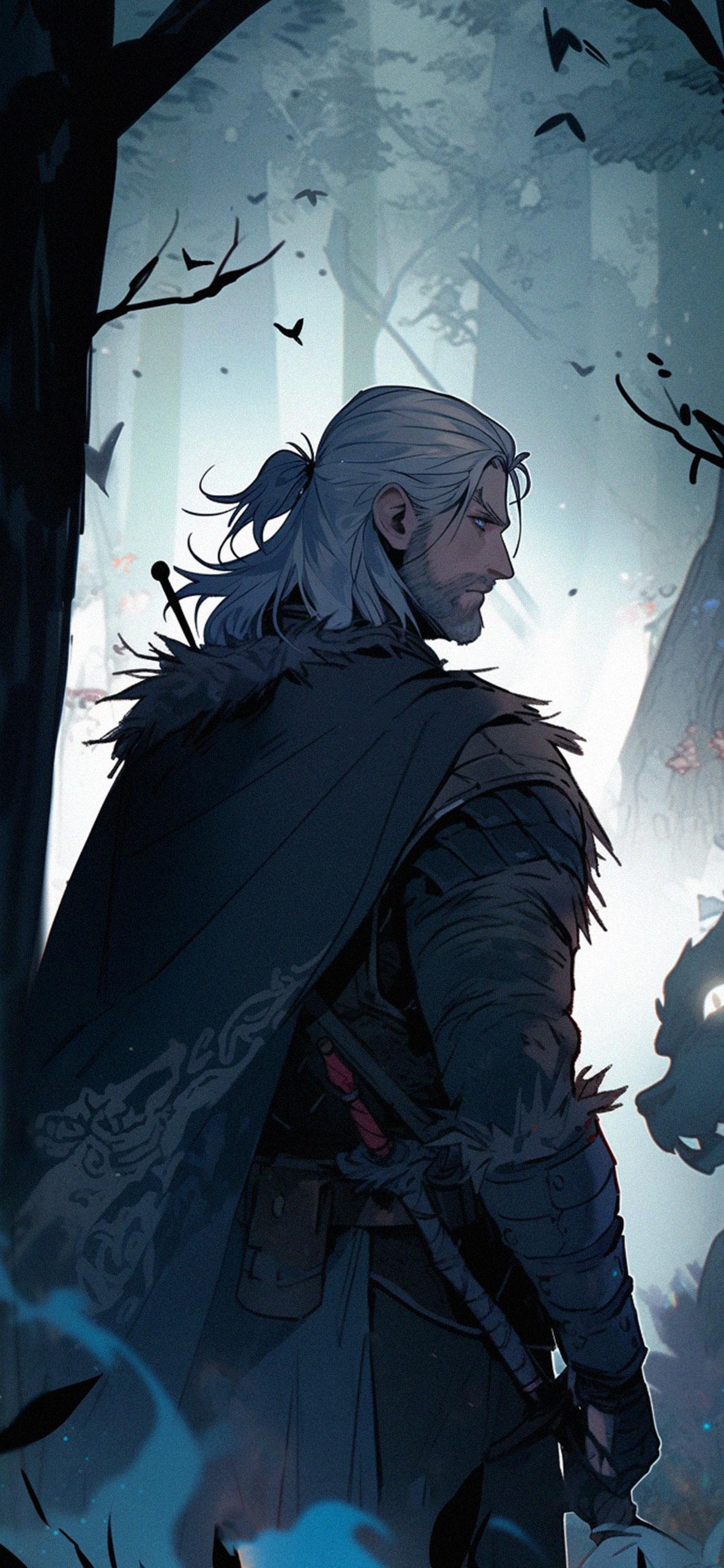 Cartoon The Witcher Mobile Background 1183x2560