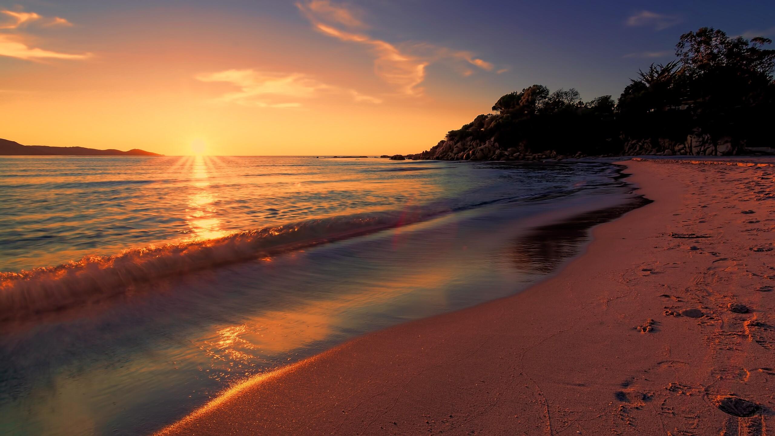 Ocean Sunset 2k QHD Wallpaper 2560x1440