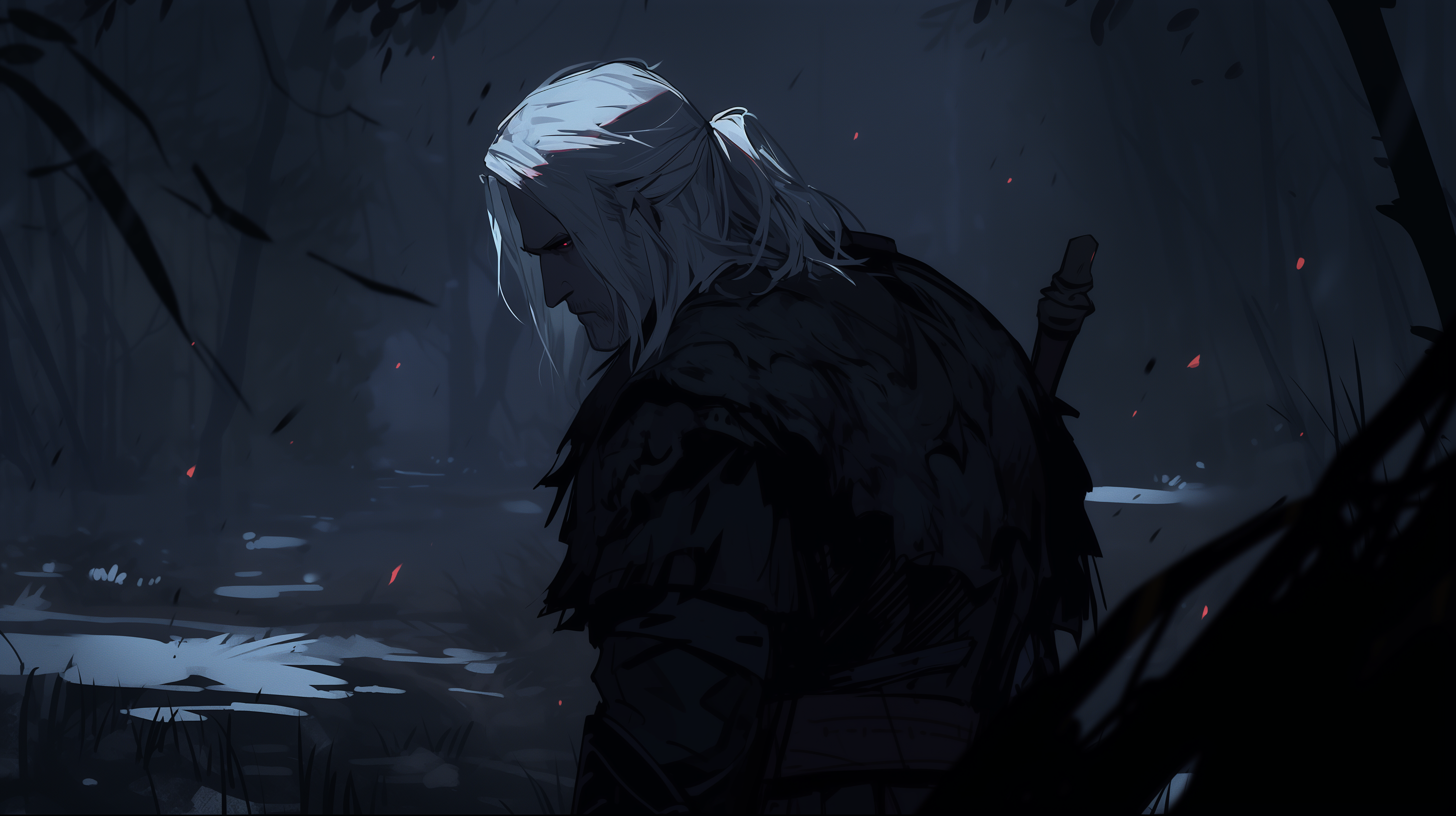 Cartoon The Witcher Desktop Background 2912x1632